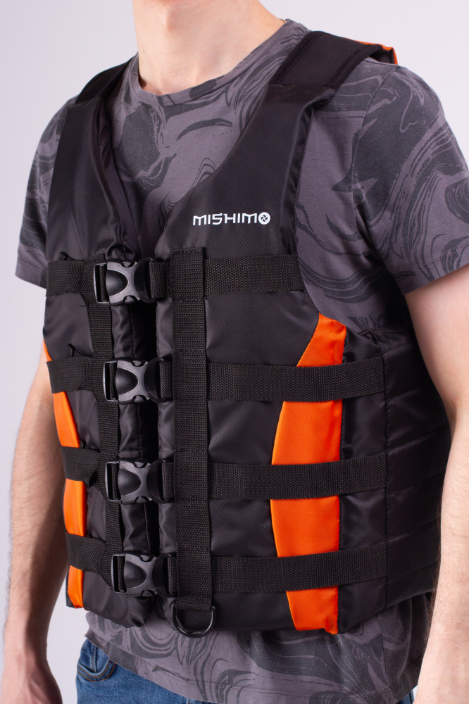 Жилет спасательный MISHIMO PRO Премиум качества Черно-оранжевый в Великом Новгороде