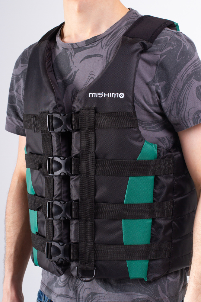 Жилет спасательный MISHIMO PRO Премиум качества Черно-зеленый в Великом Новгороде