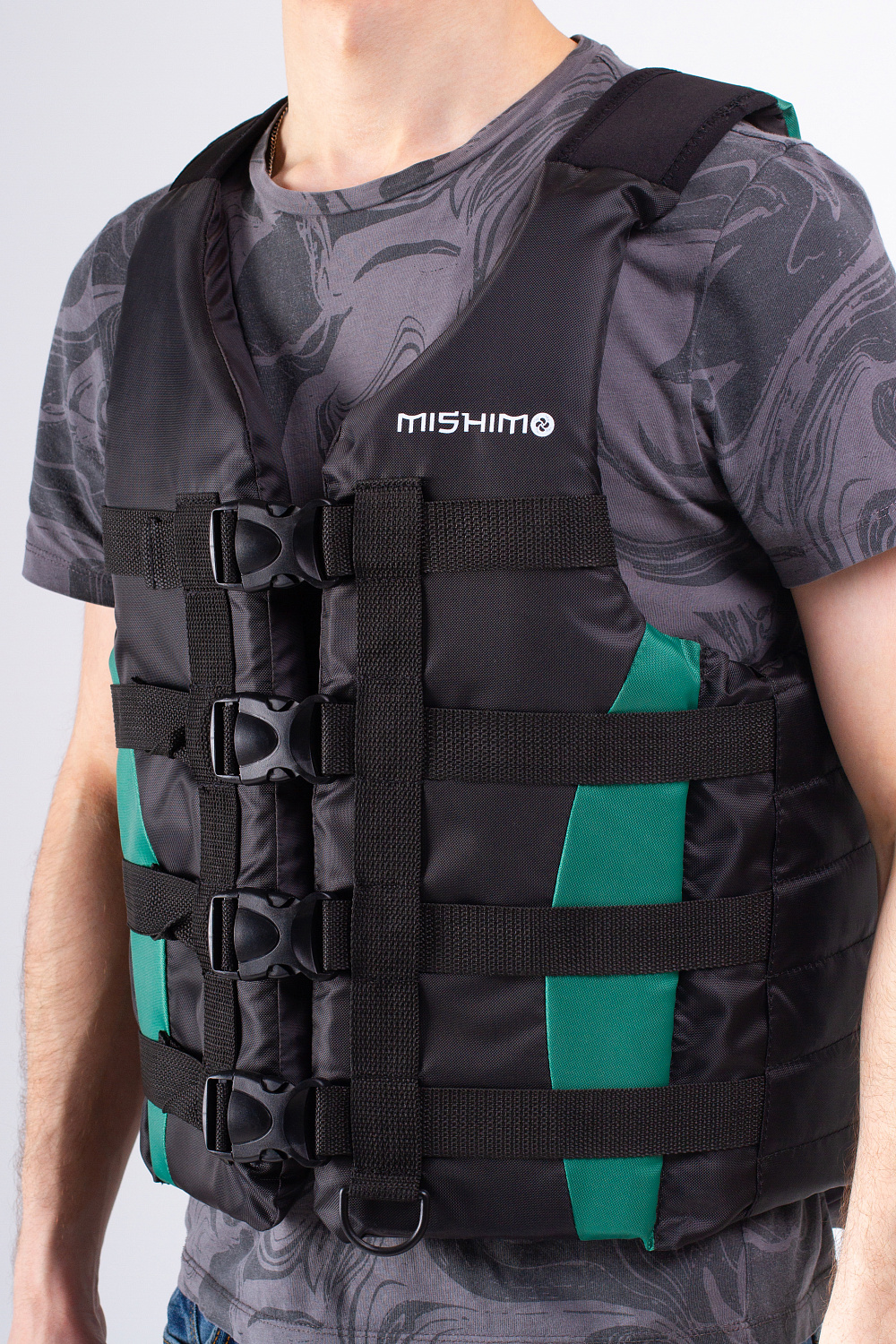 Жилет спасательный MISHIMO PRO Премиум качества Черно-зеленый в Великом Новгороде